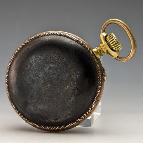 Circa 1900 Antique Paul Hemmeler Pocket Watch Gold Filled & Gunmetal Case Crystal Back Good Working Condition
